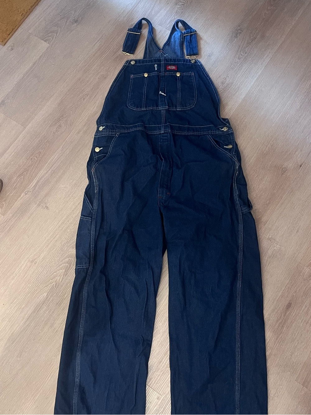 Dickies Navy Blue Relaxed Fit Denim Overalls